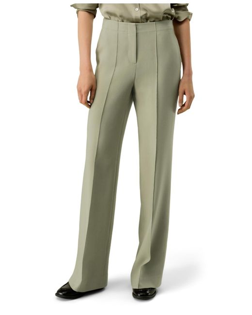 LILYSILK Green Silk-wool Twill Flare Pants