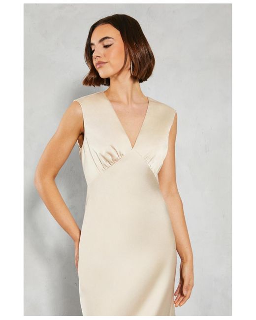 Oasis Natural Satin Maxi Bridesmaid Dress