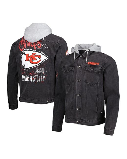 The Wild Collective Black Kansas City Chiefs Hooded Fullbutton Denim