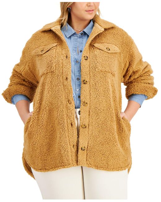 Style & Co. Yellow Plus Size Sherpa Jacket, Created For Macy's