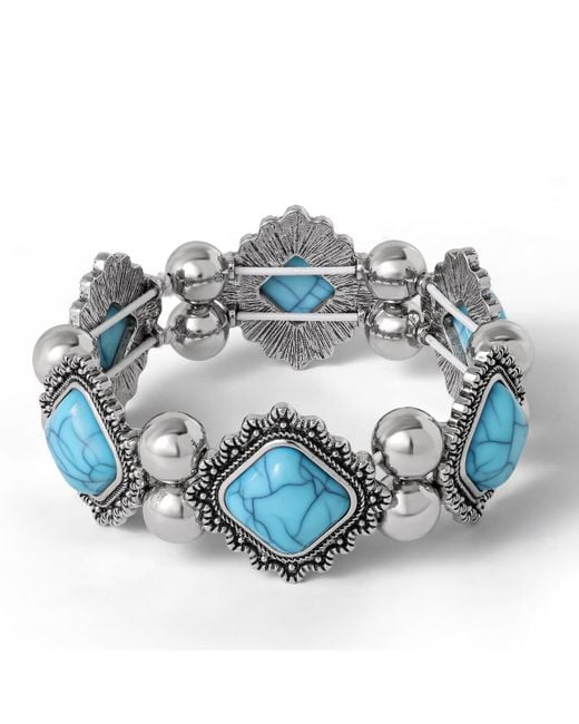 Jessica Simpson Blue And Silver Stretch Bracelet