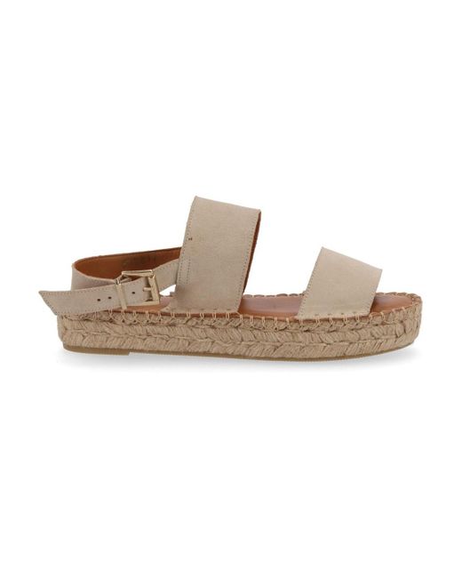 Alohas Brown Double Strap Leather Espadrilles