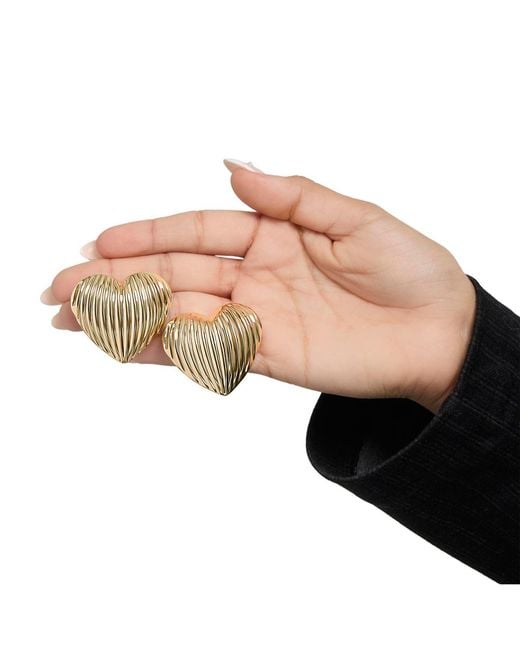 BCBGeneration Metallic Bcbg Generation Ribbed Heart Button Earrings