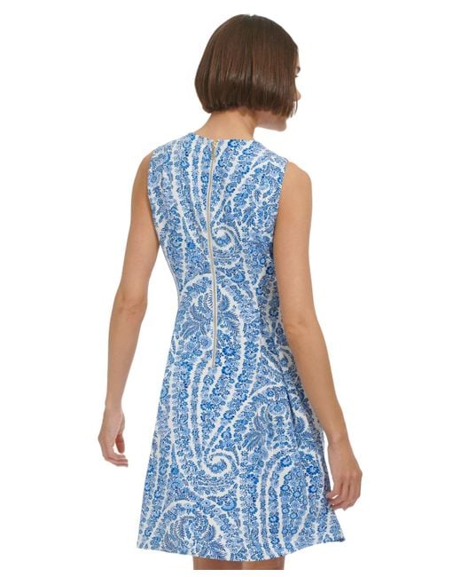 Tommy Hilfiger Blue Printed Fit & Flare Dress