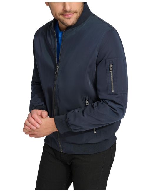 Calvin Klein Blue Solid-color Zipper Flight Jacket for men