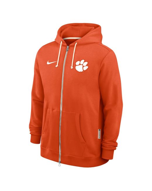 Nike Orange Clemson Tigers 2025 Sideline Standard Issue Dri-fit Full-zip Hoodie for men