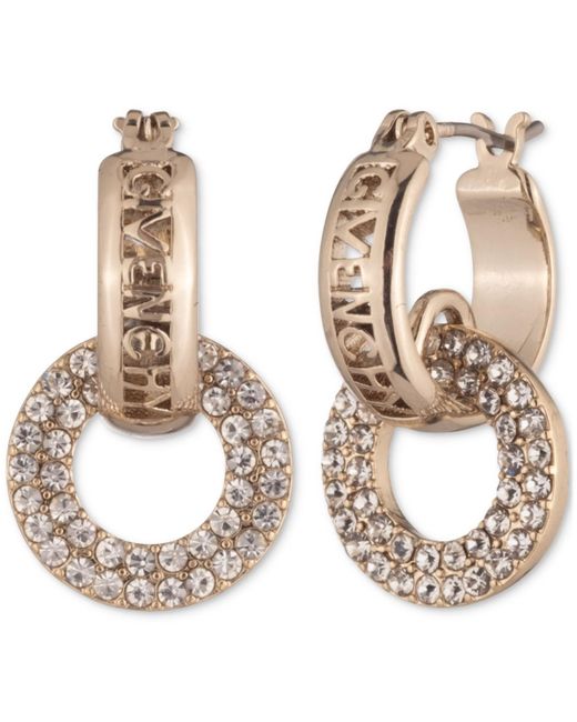 Givenchy Tone Pave Link Charm Logo Hoop Earrings in Metallic Lyst