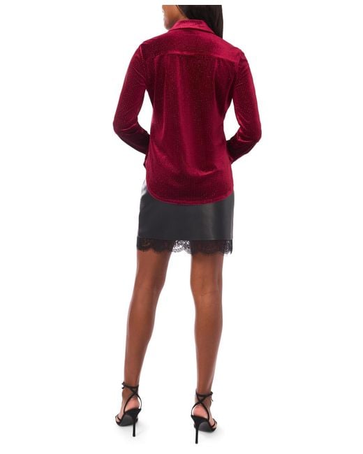 Vince Camuto Red Sequin Button Front Shirt