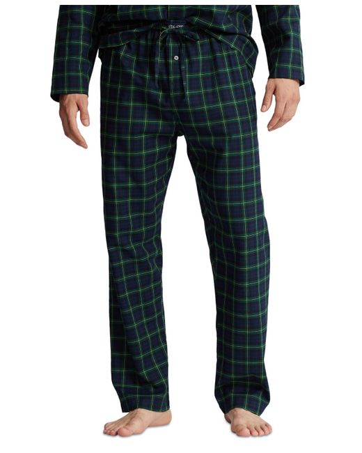 Polo Ralph Lauren Blue Cotton Plaid Flannel Pajama Pants for men