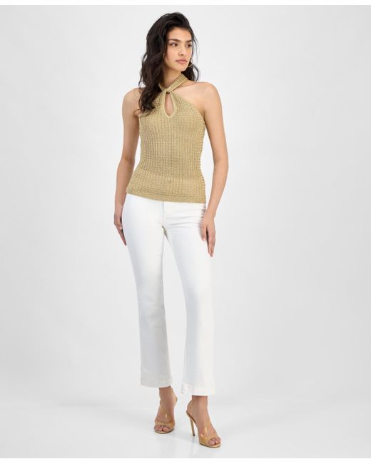 Guess Green Ella Keyhole Twisted-halter Sweater Top