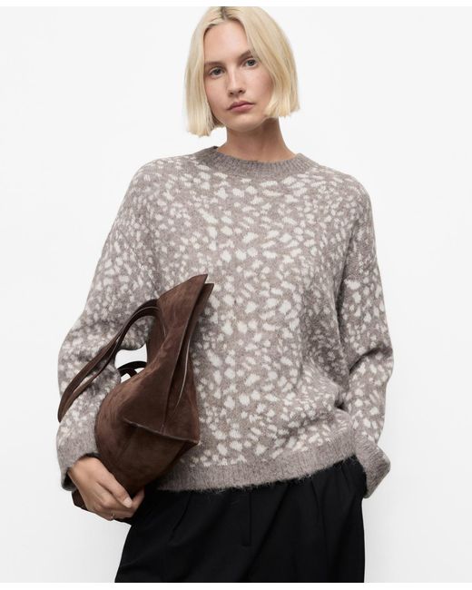 Mango Gray Animal Print Sweater
