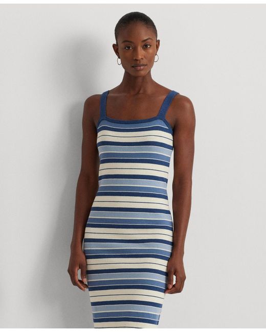 Lauren by Ralph Lauren Blue Striped Tank Dress