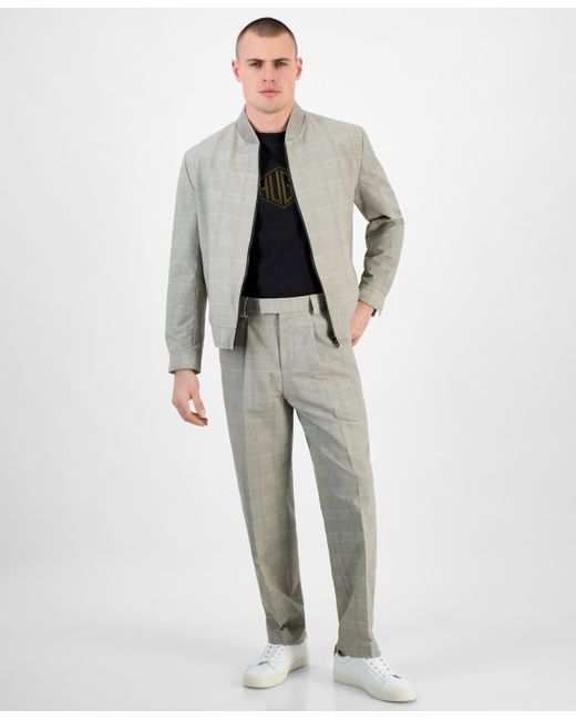 Boss Gray Hugo By Ukashi252f1x Modern-fit Glen Check Full-zip Bomber Jacket for men