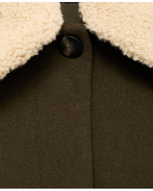 Mango Black Borg Collar Wool Blend Jacket