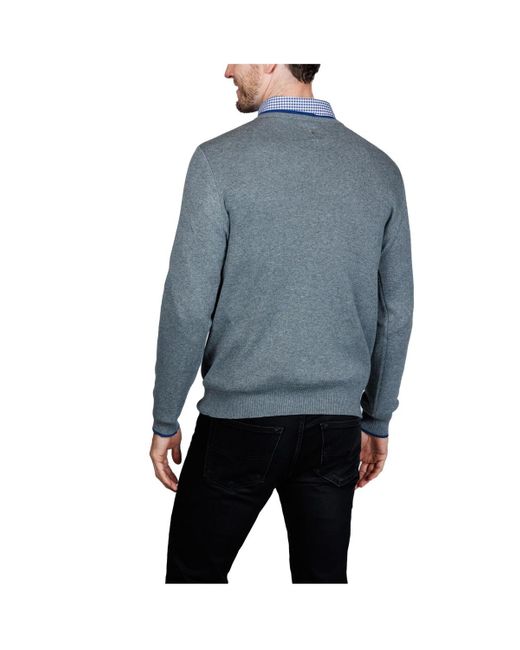 Tailorbyrd Blue Fine Knit Crew Neck Sweater for men