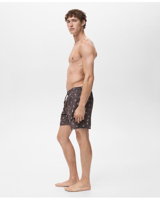 Mango White Sailboat Print Swimsuit for men