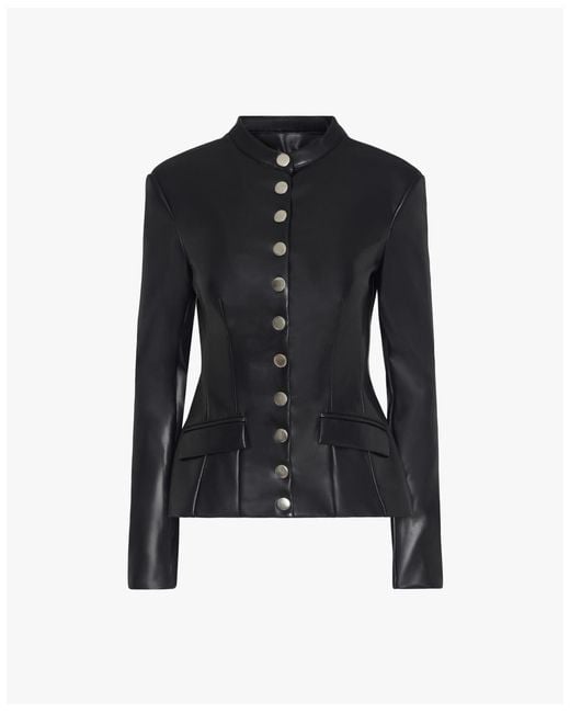 WeWoreWhat Black Faux Leather Military Jacket