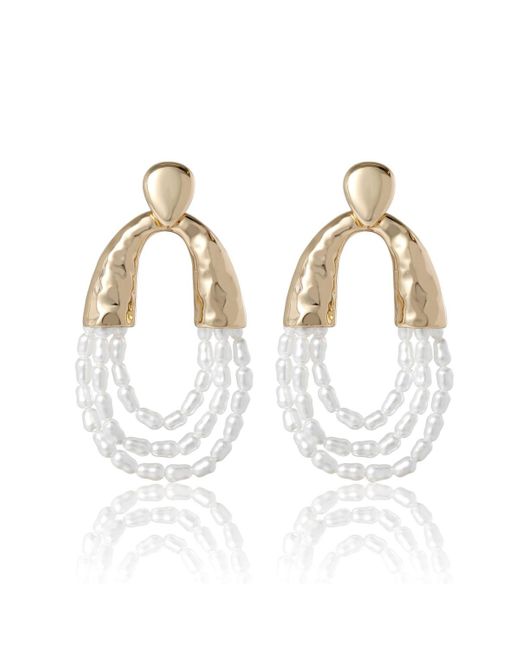 BCBGMAXAZRIA White Multi-strand Beaded Loop Earrings