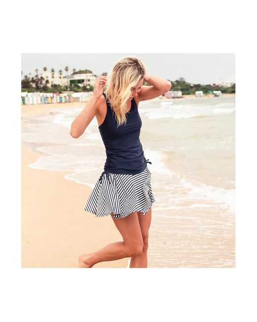 Calypsa Blue Flowy Swim Skirt With Attached Shorts
