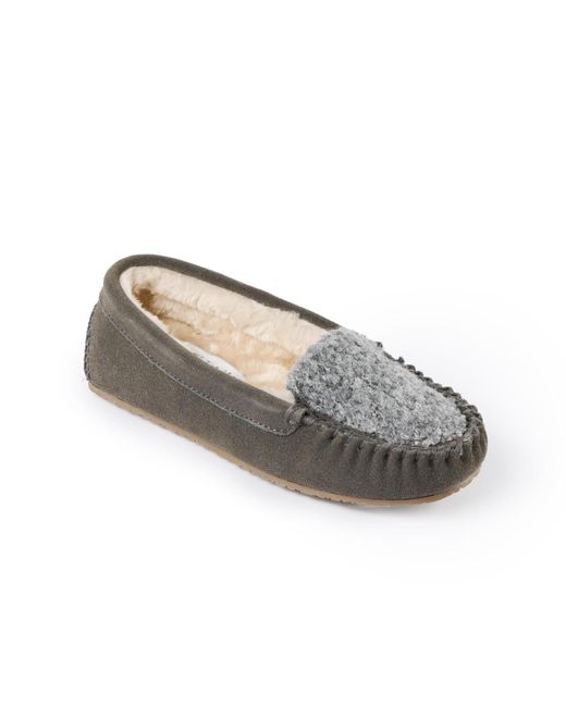 Minnetonka Gray Cosi Slip On Suede Slippers