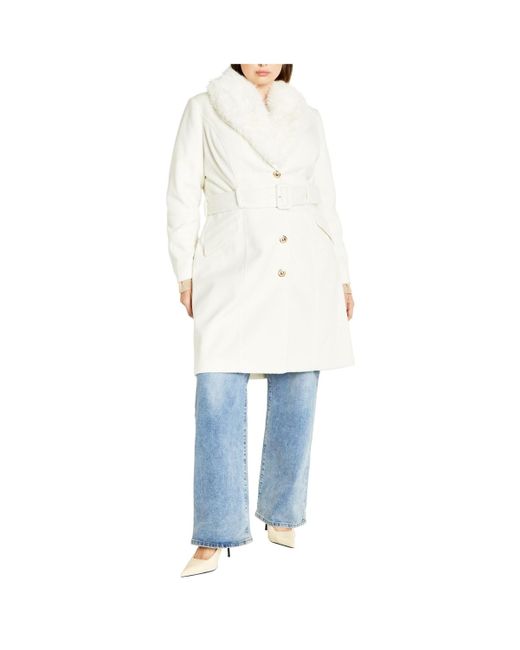 City Chic White Plus Size Selena Coat