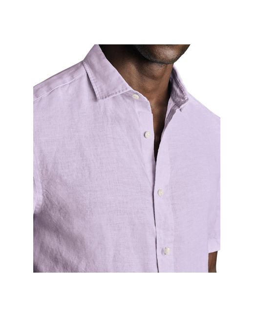 Charles Tyrwhitt Purple Slim-fit Button-down Linen Shirt for men