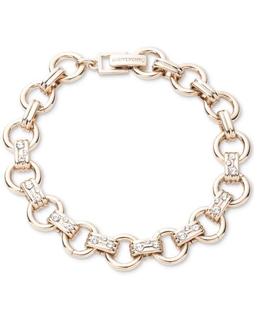 Givenchy Metallic Gold-tone Crystal Round Link Flex Bracelet