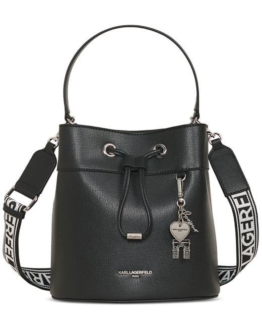 Karl Lagerfeld Black Adele Medium Bucket Bag