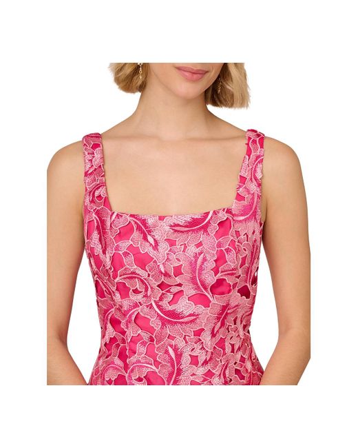 Adrianna Papell Pink Embroidered Fit & Flare Dress
