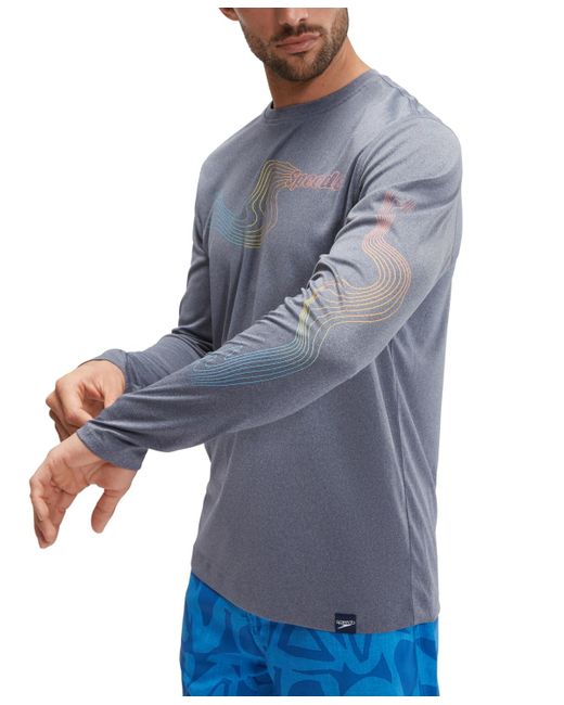 Speedo Blue Long Sleeve Performance Graphic Swim Shirt for men