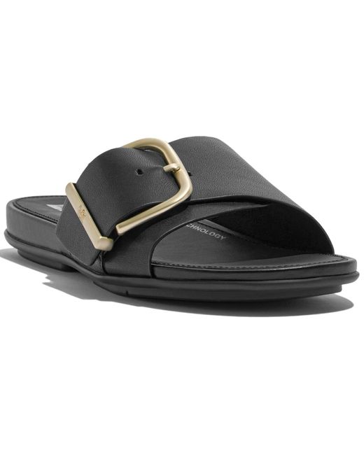 Fitflop Black Gracie Maxi-buckle Leather Slides