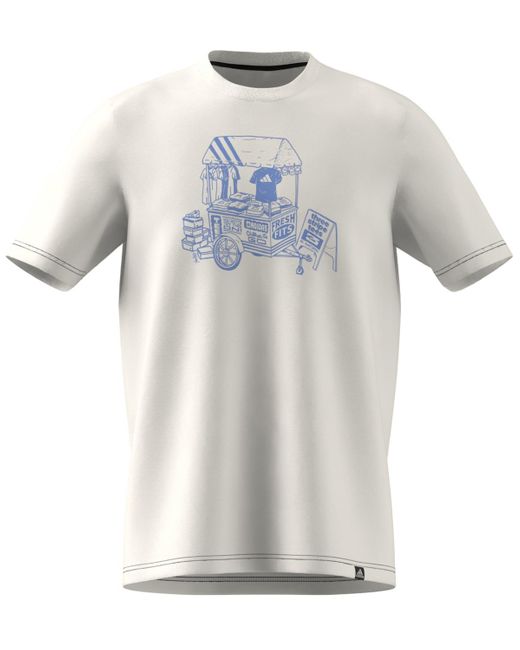 Adidas White Regular-fit Merch Cart Graphic T-shirt for men