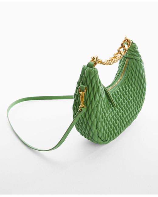 Mango Green Textured Chain Handbag