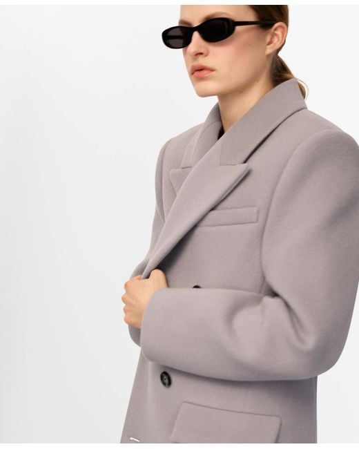 Mango Gray Double-breasted Wool Coat