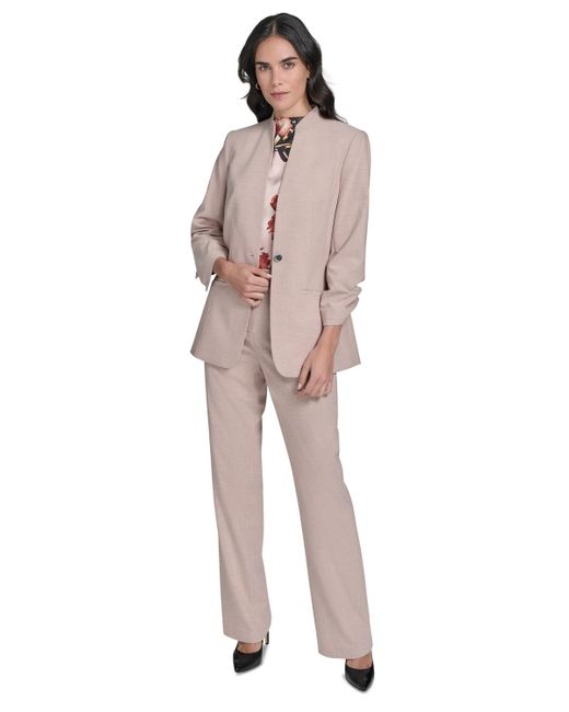 Calvin Klein Multicolor Petite 3/4-sleeve One-button Blazer