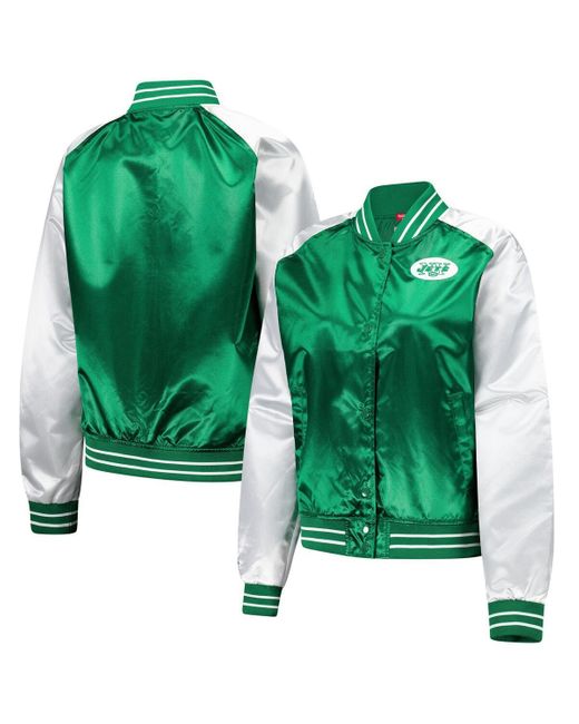 Mitchell & Ness Green New York Jets Team 2.0 Satin Raglan Full-snap Jacket