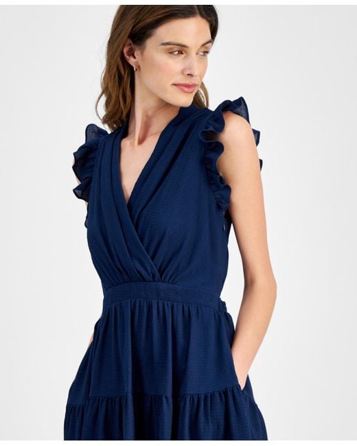 Taylor Blue Ruffled Tiered Fit & Flare Dress