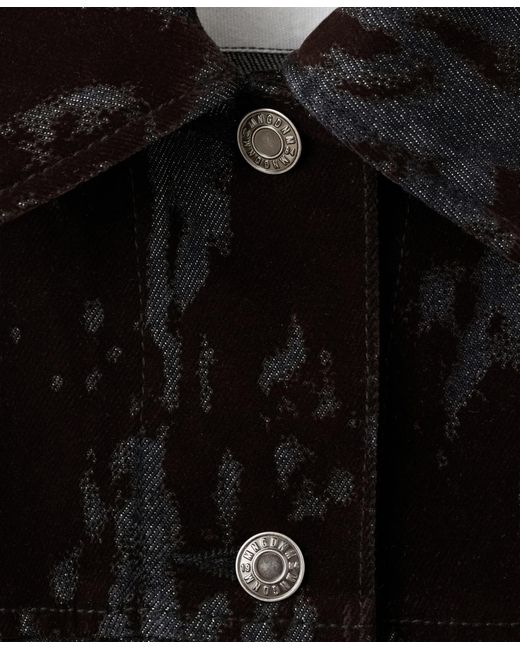 Mango Black Devore Denim Jacket