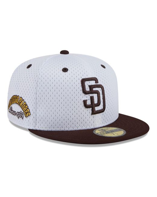 KTZ White San Diego Padres Throwback Mesh 59fifty Fitted Hat for men