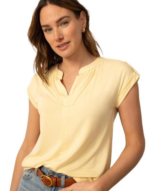 Cable & Gauge Natural Split Neck Sleeve Tab Top