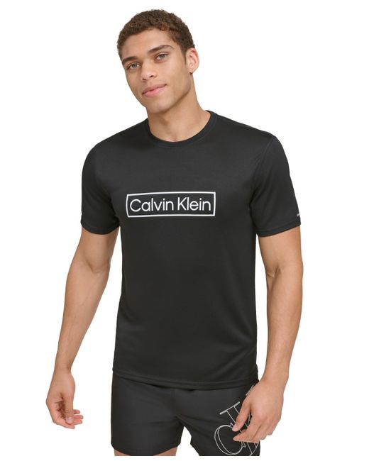 Calvin Klein Black 4-way Stretch Quick-dry Box Logo-print Rash Guard for men