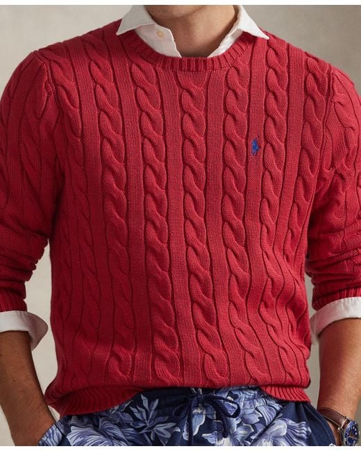 Polo Ralph Lauren Red Cable-knit Cotton Sweater for men