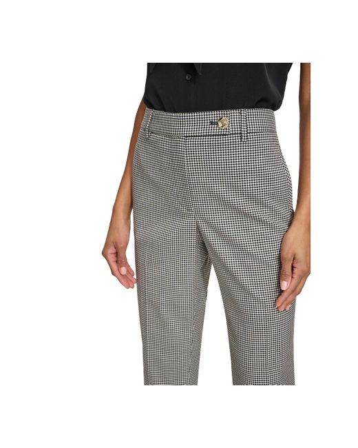 Karl Lagerfeld Gray Checkered Mid Rise Straight-leg Pants