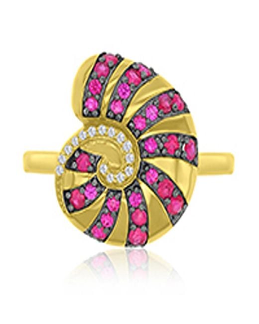 Macy's Pink Diamond Accent & Created Ruby Conch Ring