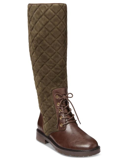 Lauren by Ralph Lauren Brown Hollie Quilted Lace-up Riding Boots