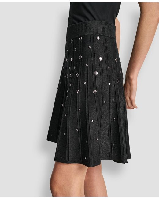 DKNY Black Studded Sweater Mini Skirt