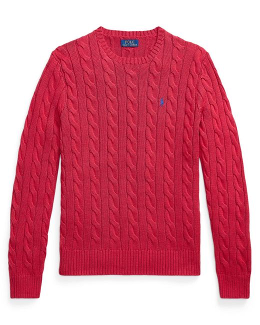 Polo Ralph Lauren Red Cable-knit Cotton Sweater for men