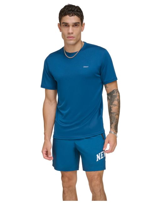 DKNY Blue Short Sleeve Logo Core Rash Guard Performance T-shirt for men