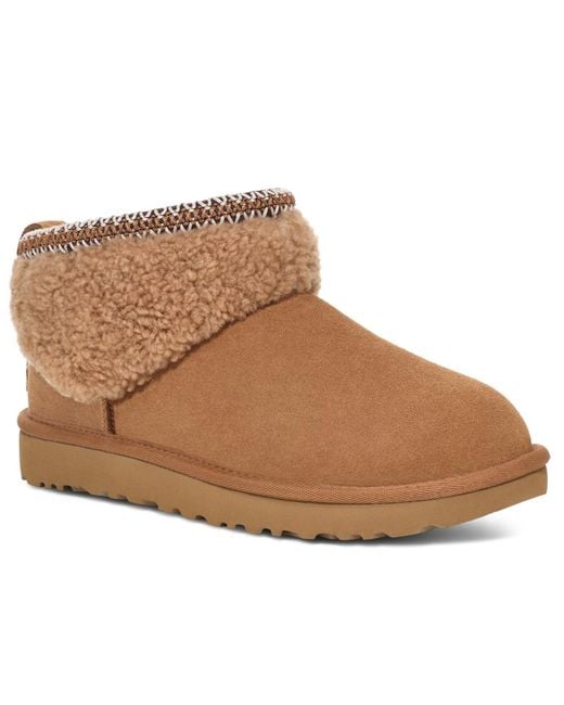 Ugg Brown Classic Ultra Mini Max Curly Boots