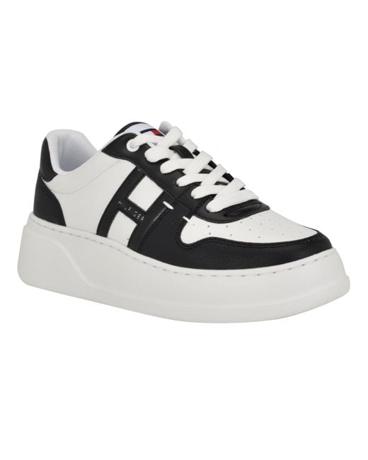 Tommy Hilfiger White Giahn Lace Up Fashion Sneakers